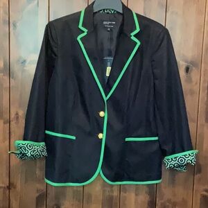 Jones New York Green and Blue Blazer with Classic Tailoring